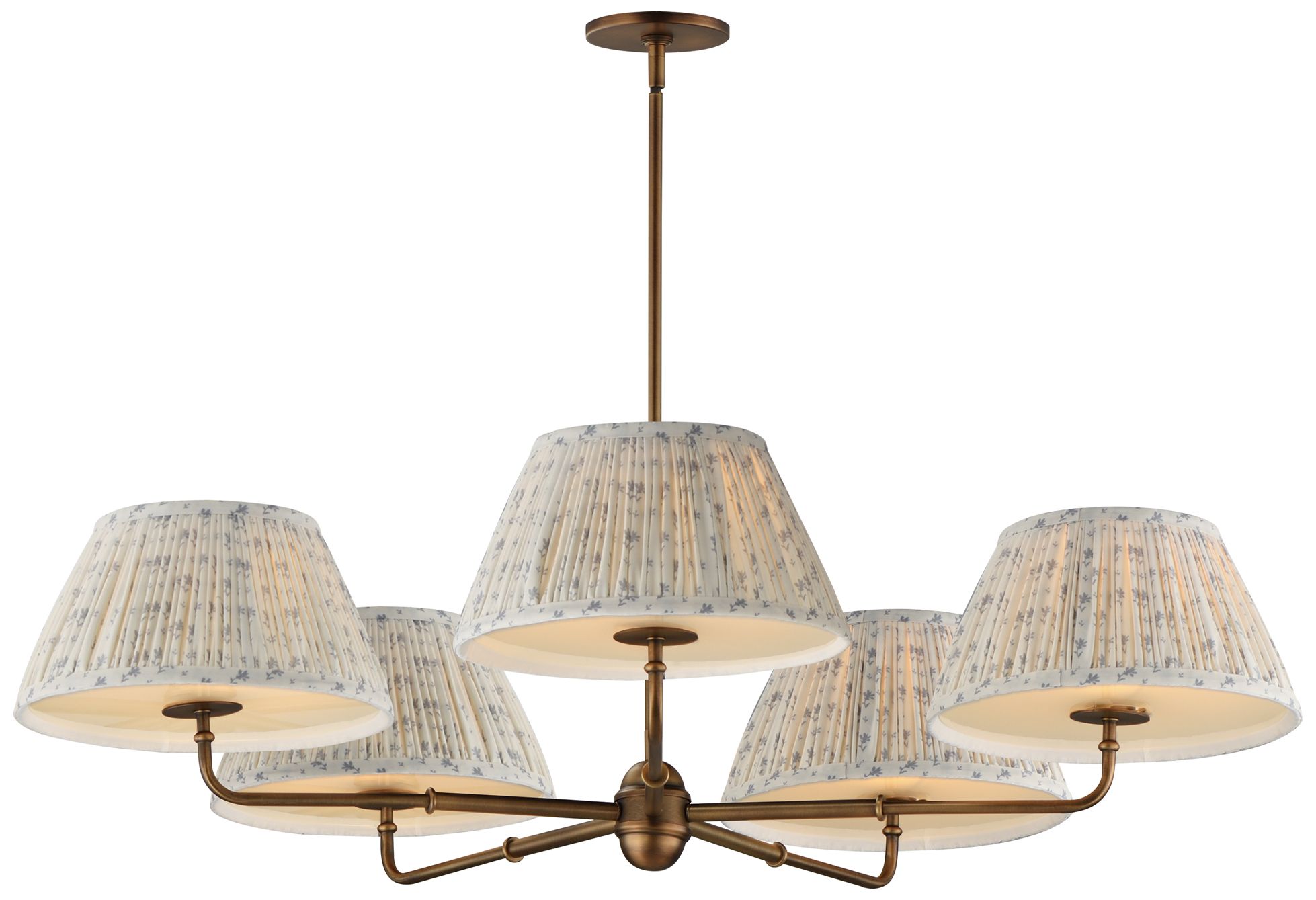 Maxim Dunbridge 42" Wide Blue White/Weathered Brass 5-Light Chandelier