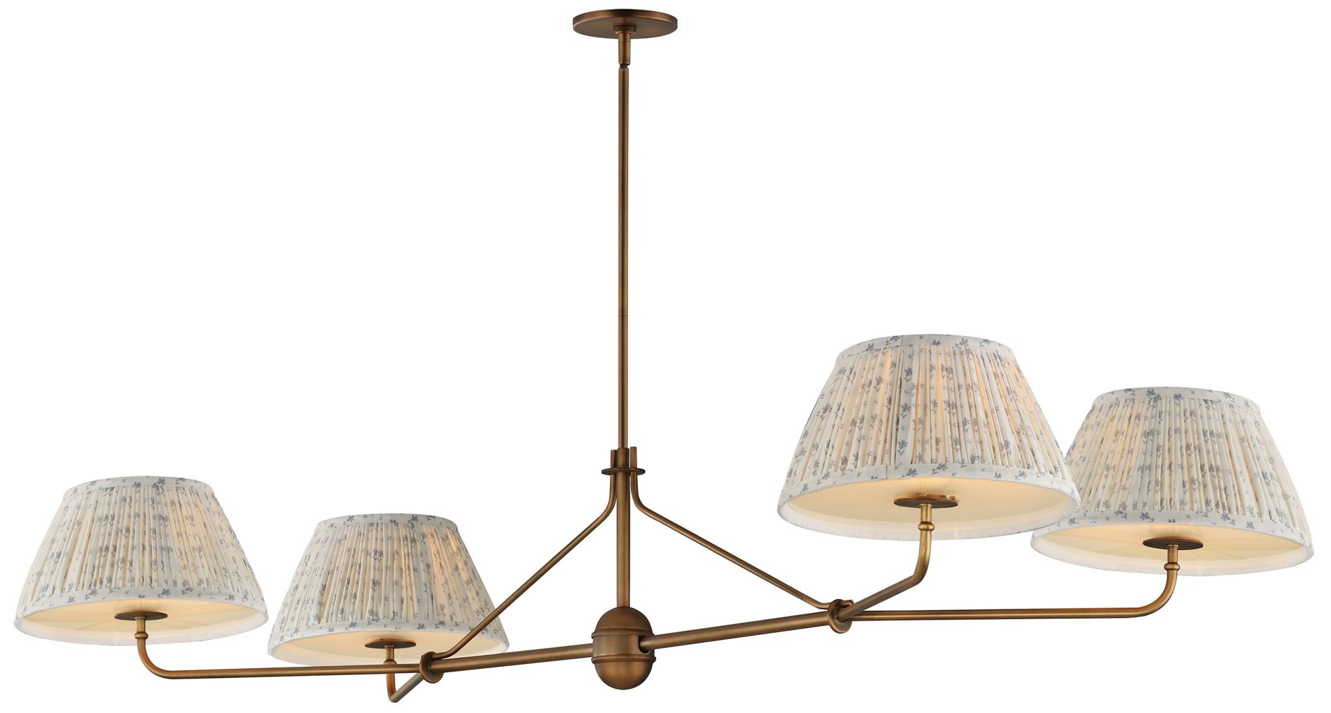 Maxim Dunbridge 62" Blue White/Weathered Brass 4-Light Chandelier