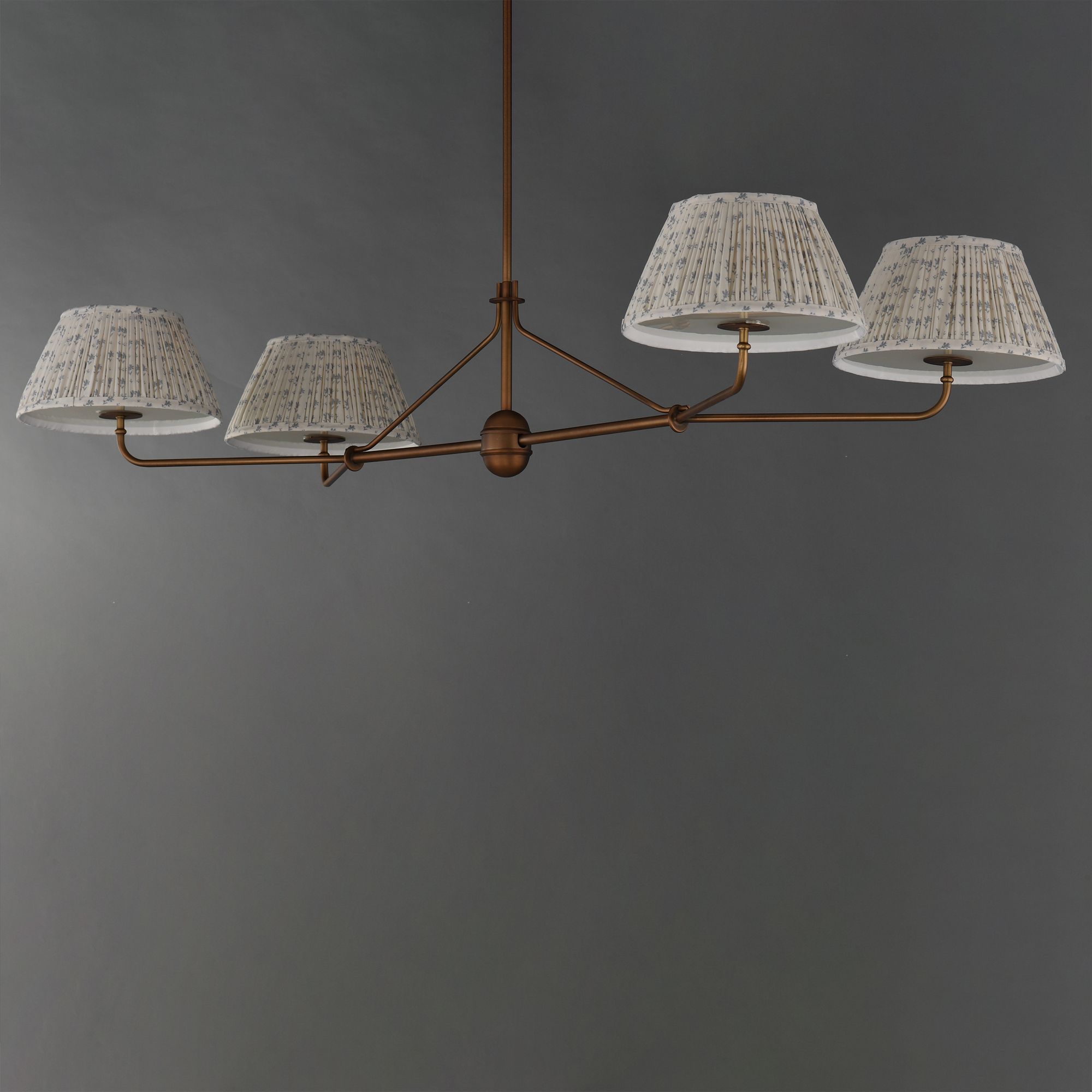 Image 3 Maxim Dunbridge 62" Blue White/Weathered Brass 4-Light Chandelier more views