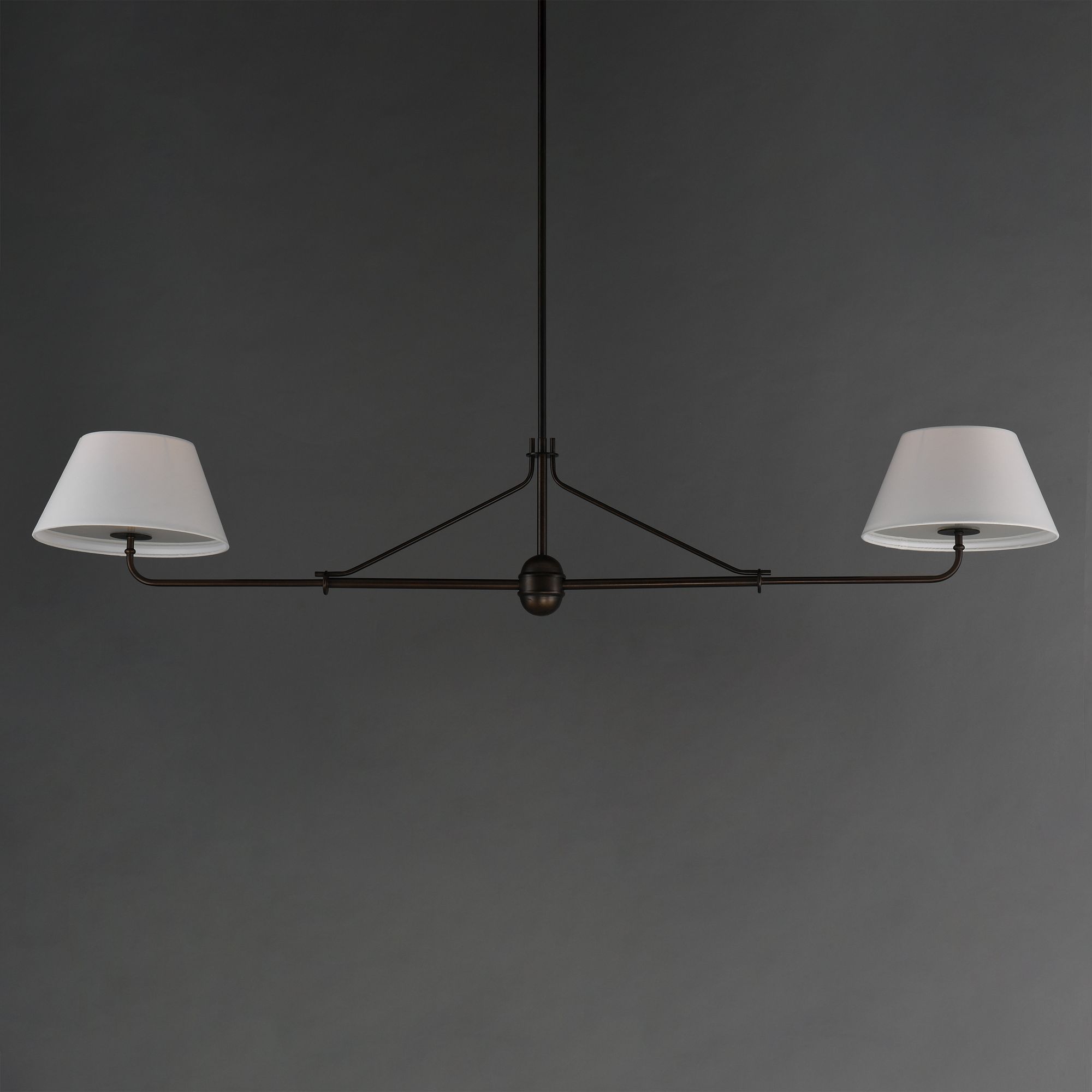 Image 2 Maxim Dunbridge 62" Off White Linen/Antique Bronze 2-Light Pendant more views