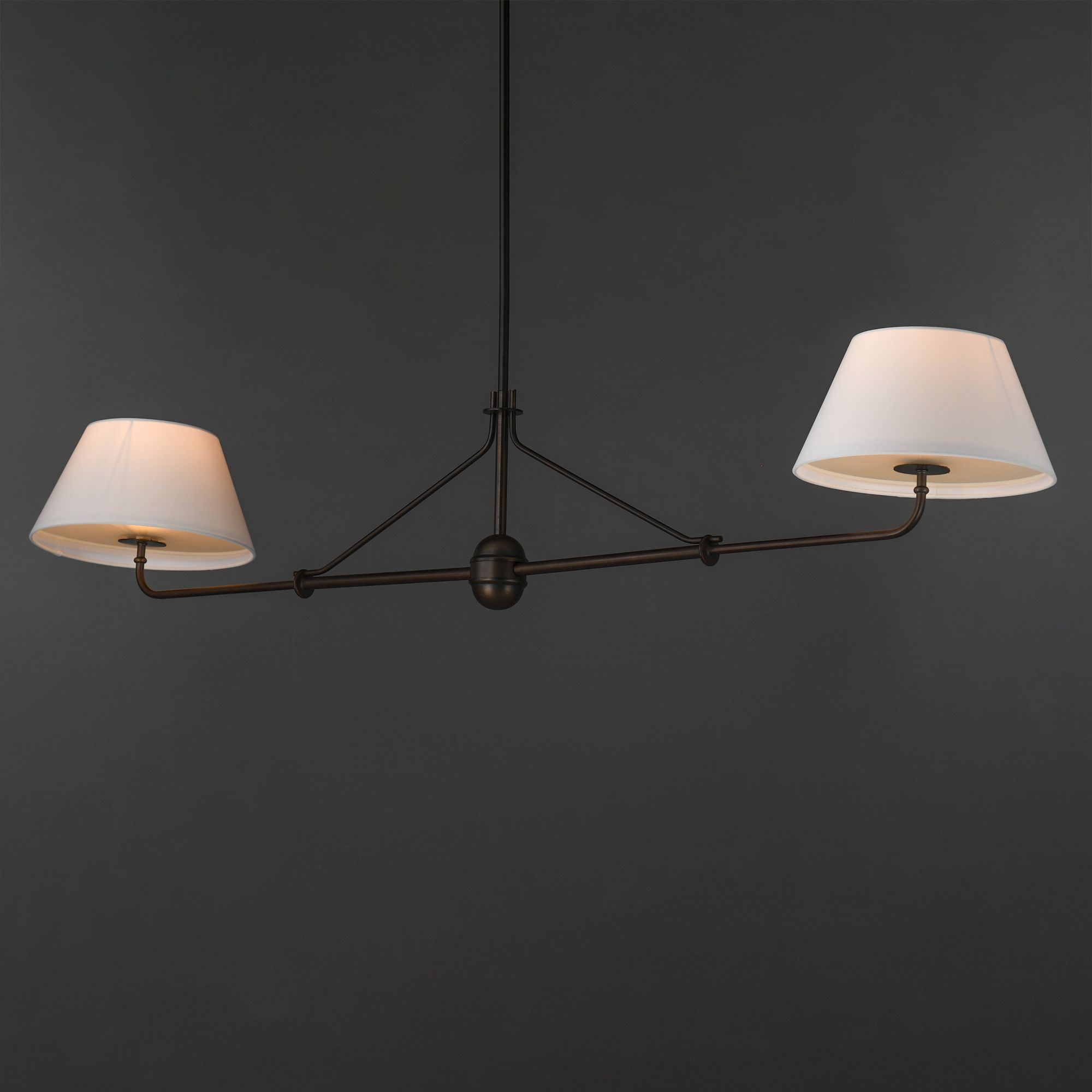 Image 3 Maxim Dunbridge 62" Off White Linen/Antique Bronze 2-Light Pendant more views