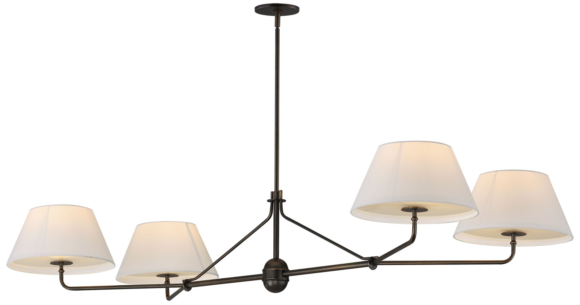 Maxim Dunbridge 62" Off White Linen/Antique Bronze 4-Light Chandelier
