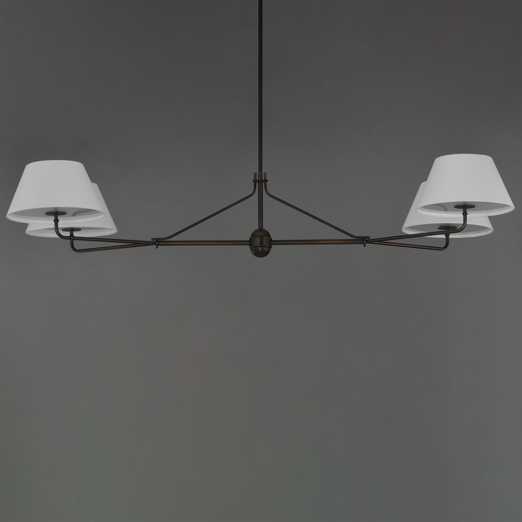Image 3 Maxim Dunbridge 62" Off White Linen/Antique Bronze 4-Light Chandelier more views