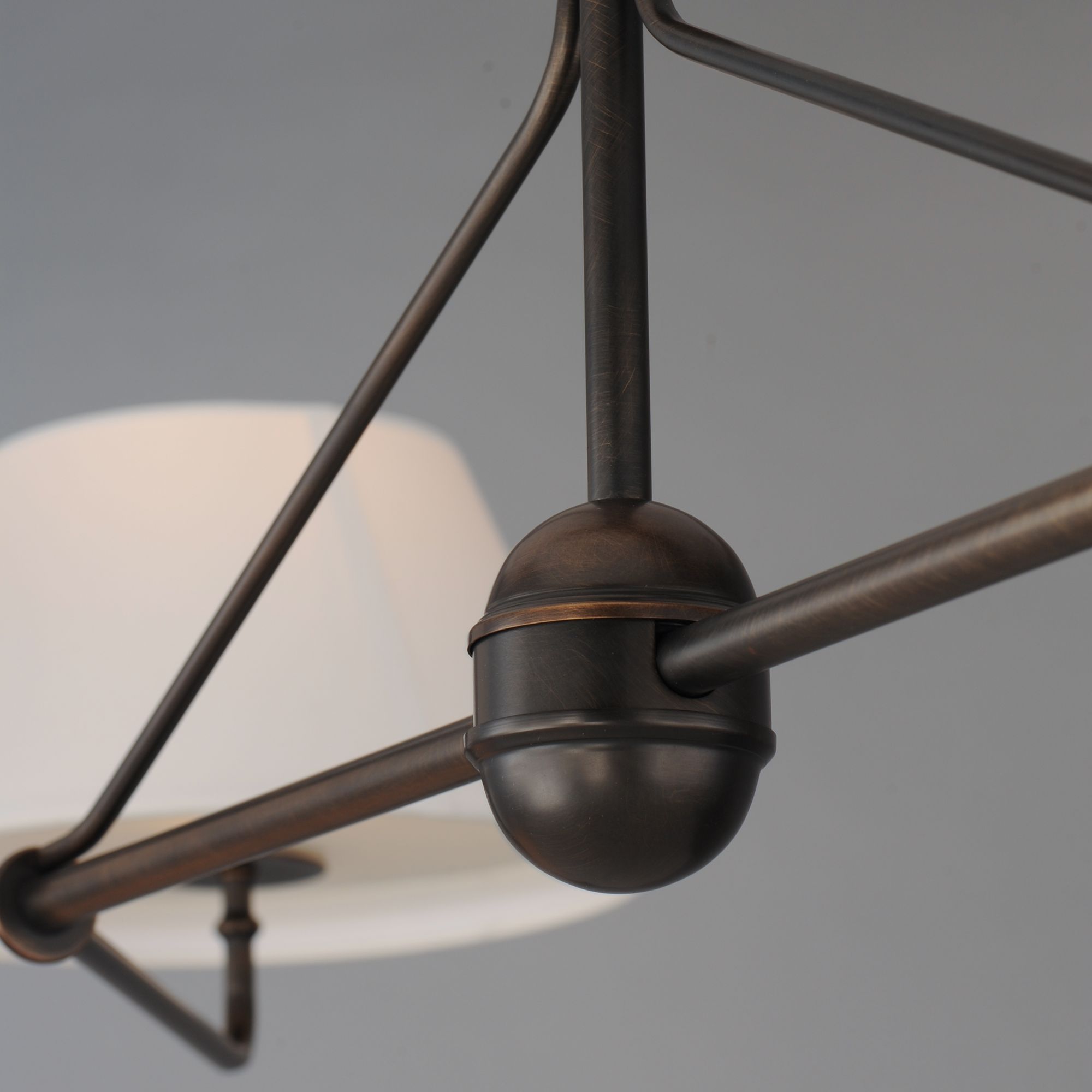 Image 5 Maxim Dunbridge 62" Off White Linen/Antique Bronze 4-Light Chandelier more views
