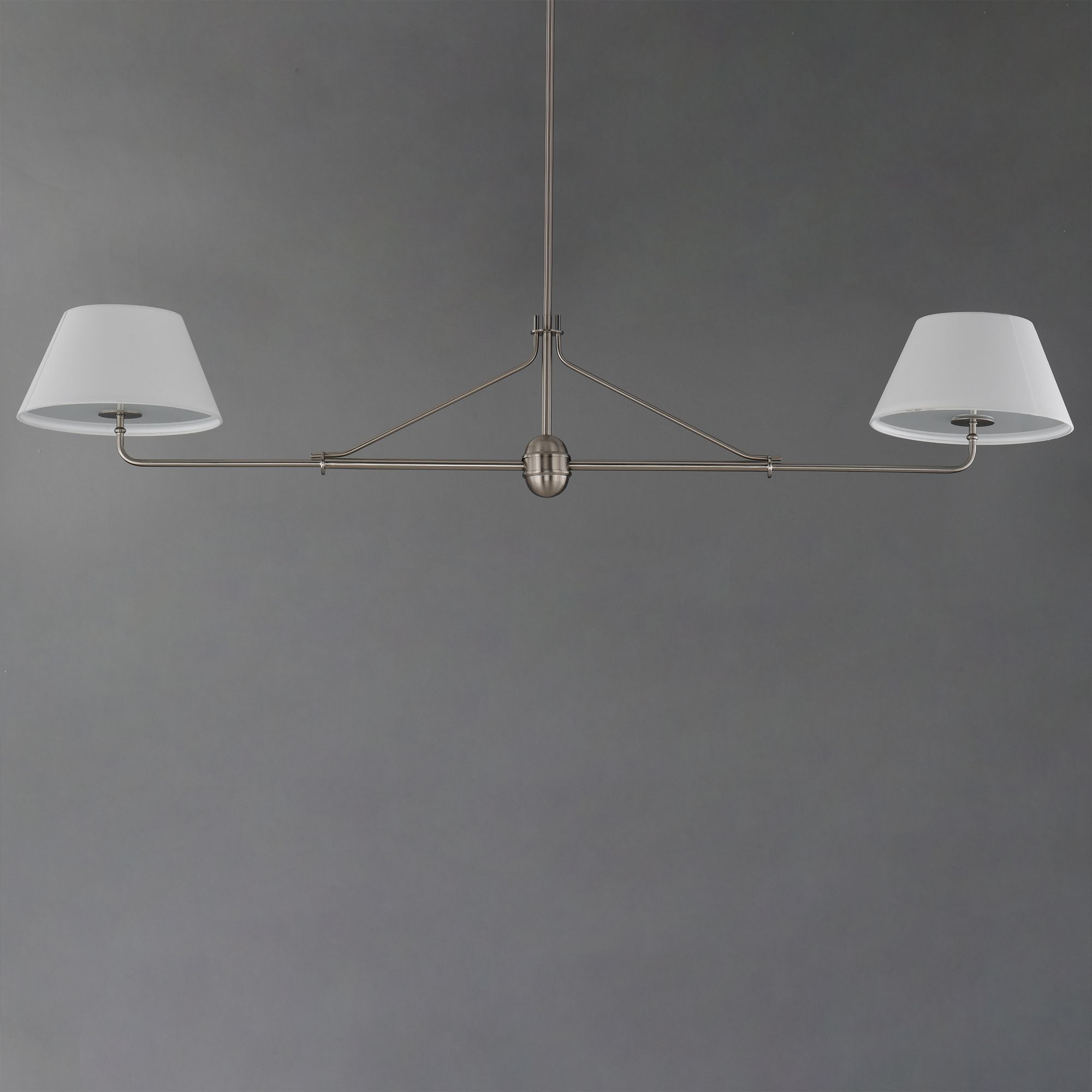 Image 3 Maxim Dunbridge 62" Off White Linen/Polished Nickel 2-Light Pendant more views