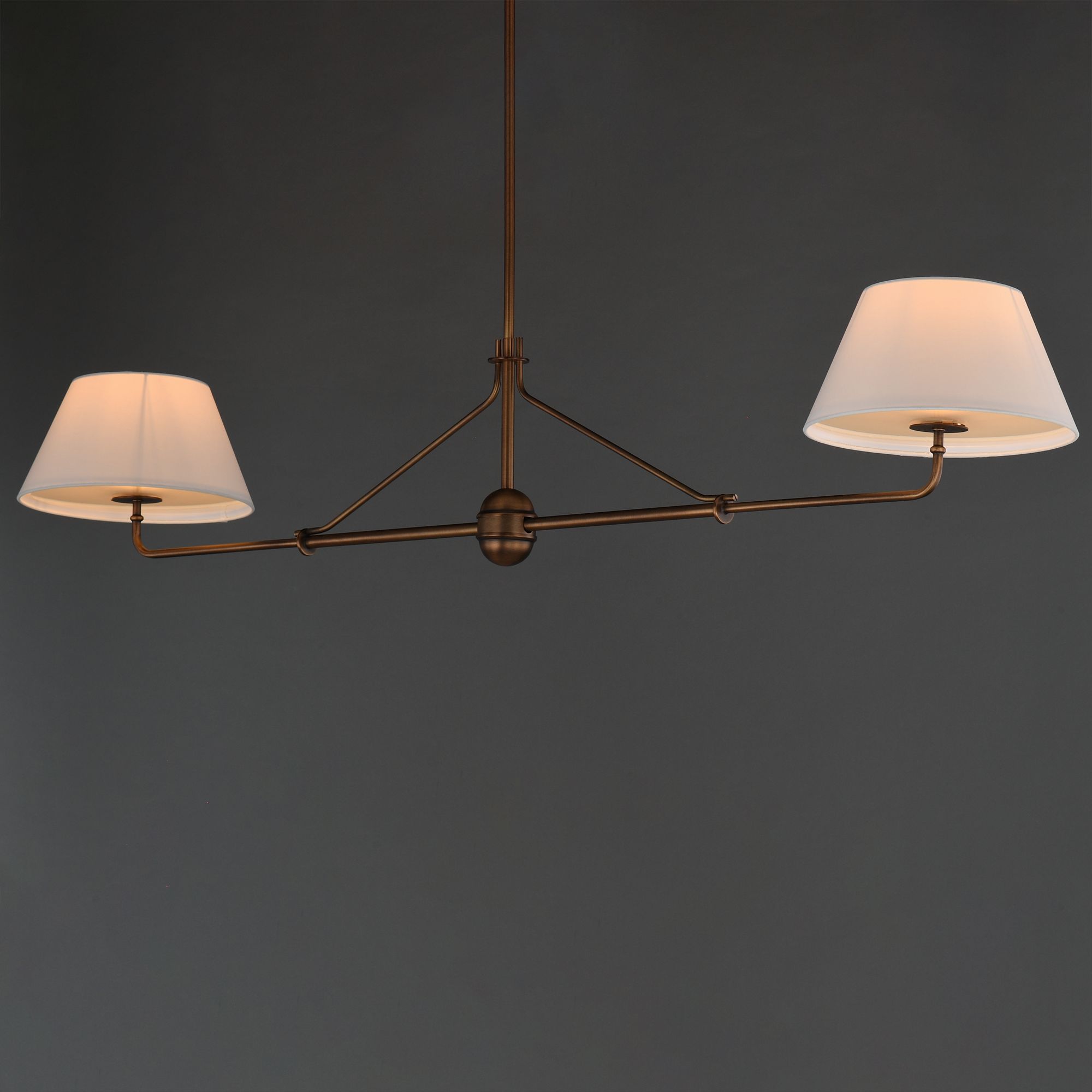 Image 2 Maxim Dunbridge 62" Off White Linen/Weathered Brass 2-Light Pendant more views