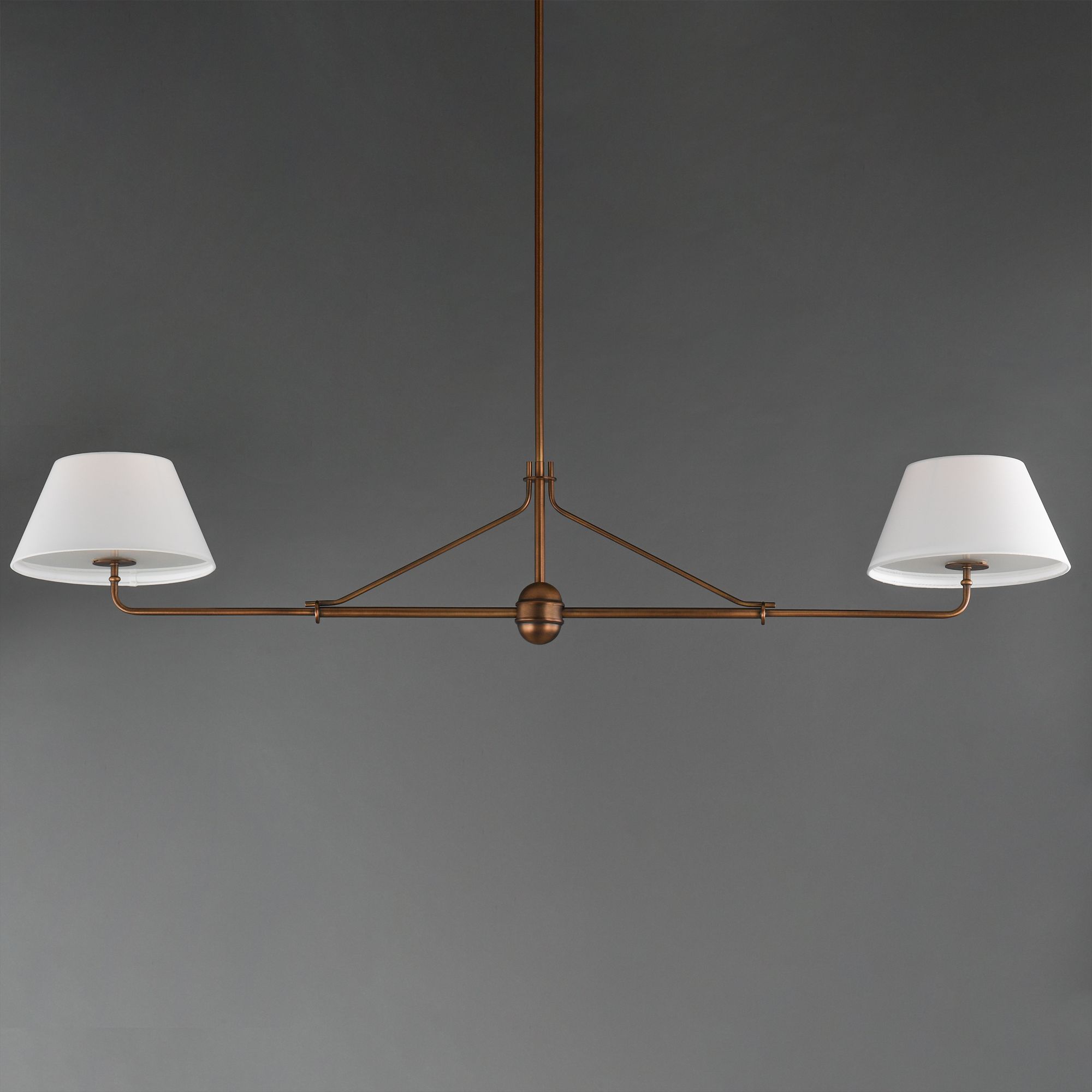 Image 3 Maxim Dunbridge 62" Off White Linen/Weathered Brass 2-Light Pendant more views
