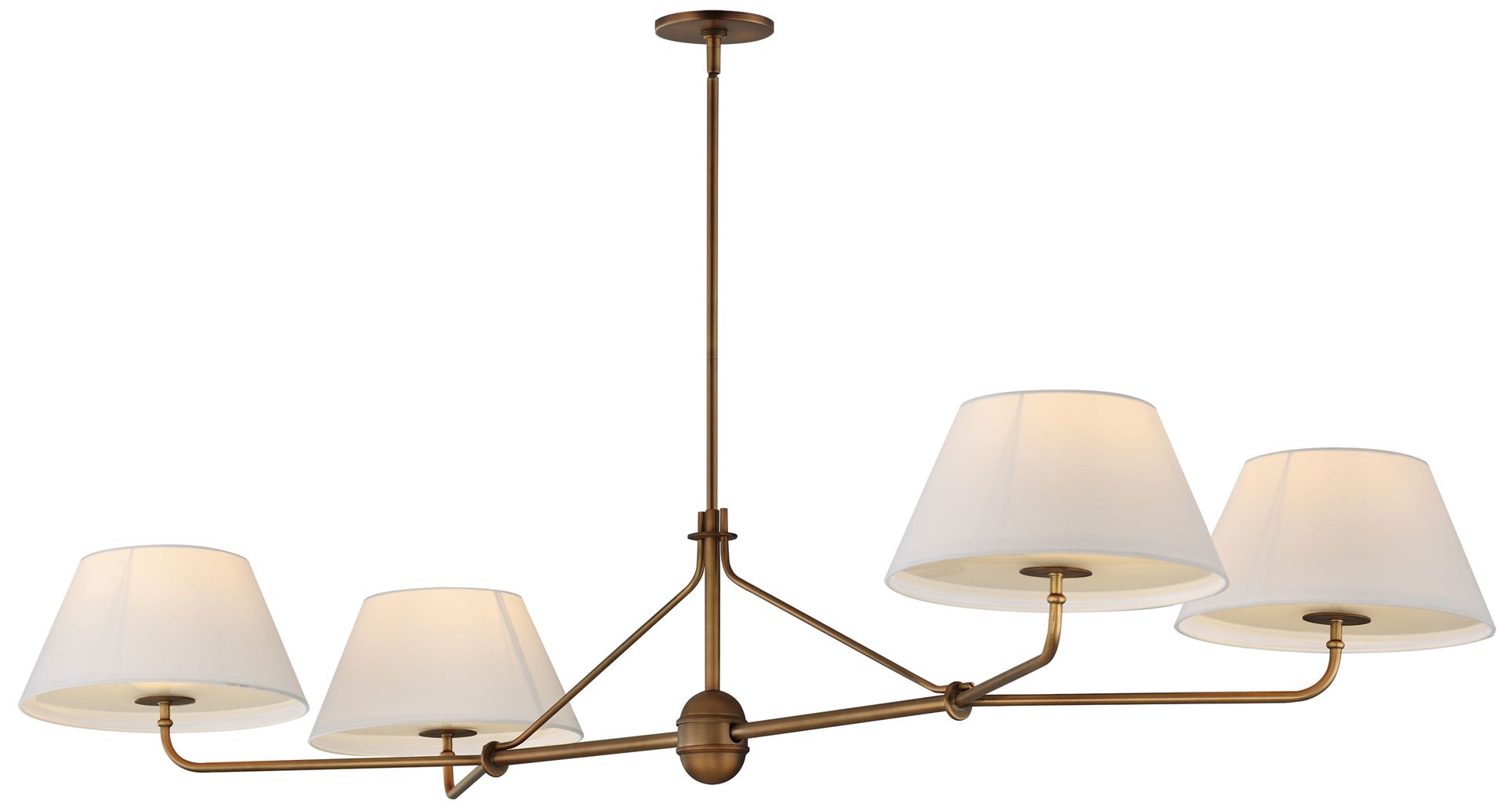 Maxim Dunbridge 62" Off White Linen/Weathered Brass 4-Light Chandelier