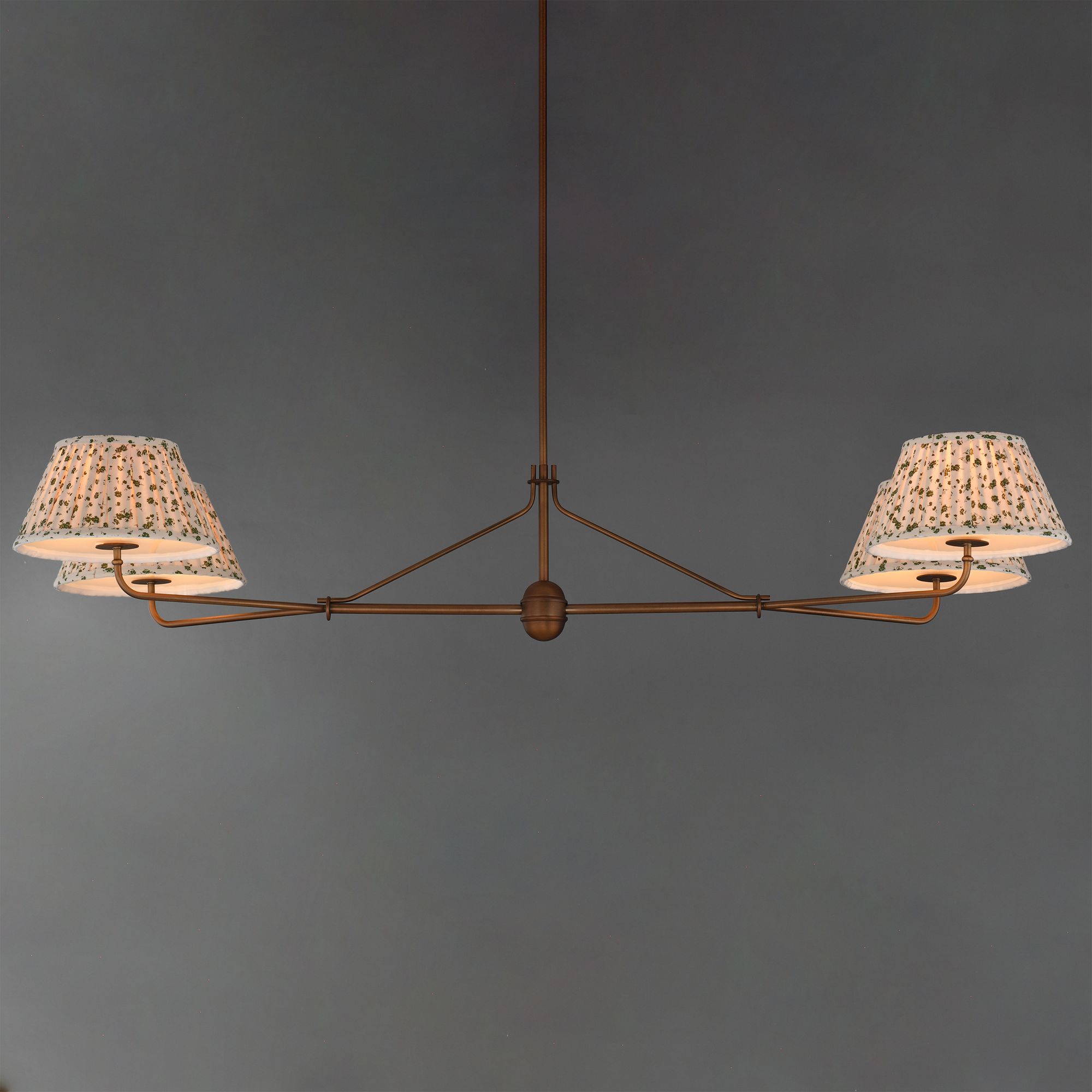 Image 3 Maxim Dunbridge 62" Olive White/Weathered Brass 4-Light Chandelier more views