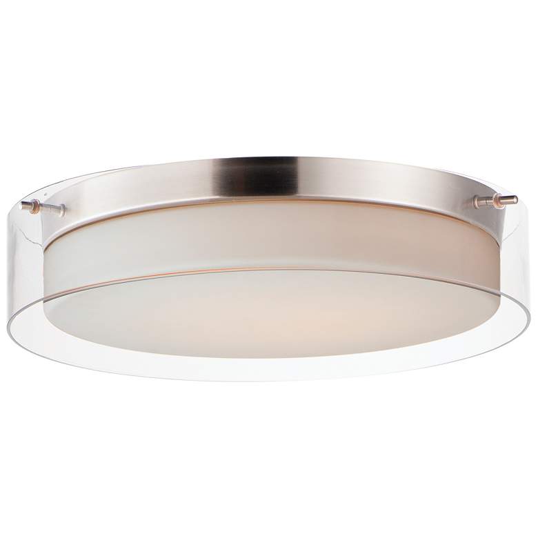 Image 1 Maxim Duo 16" Wide Satin Nickel LED Ceiling Light