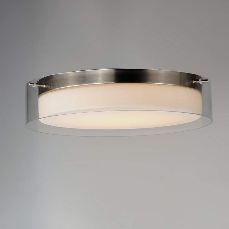 Image 3 Maxim Duo 16" Wide Satin Nickel LED Ceiling Light more views