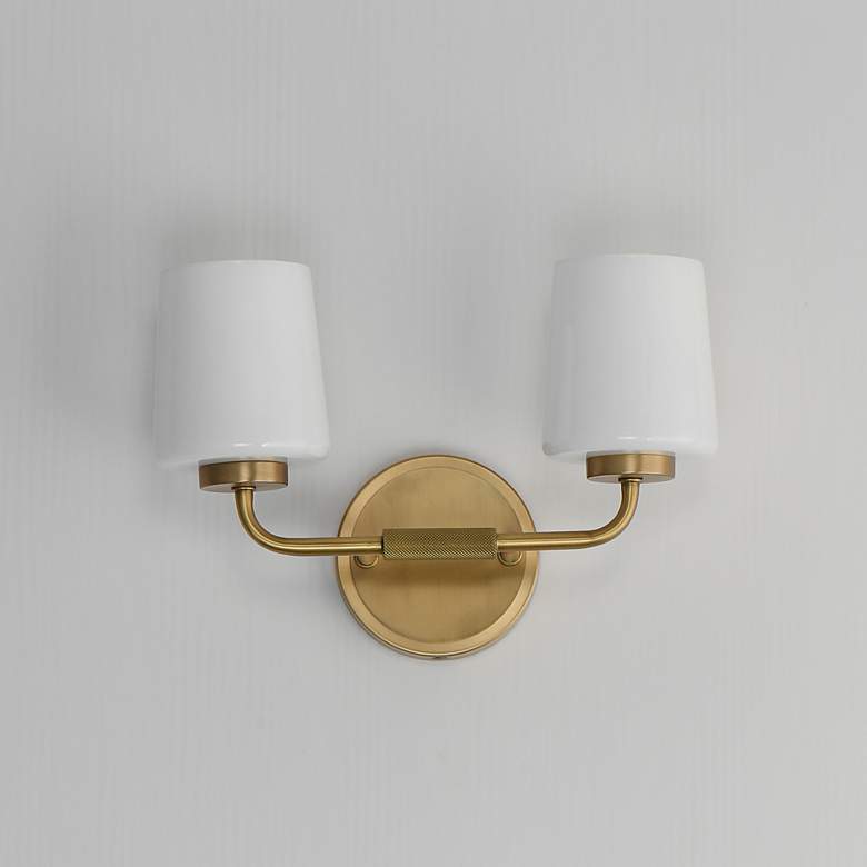 Image 2 Maxim Durham 14" Wide Natural Aged Brass 2-Light Sconce more views