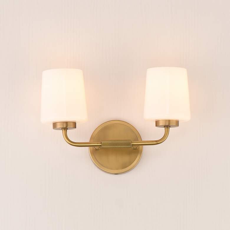 Image 3 Maxim Durham 14" Wide Natural Aged Brass 2-Light Sconce more views