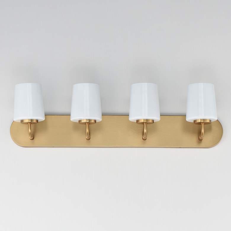 Image 2 Maxim Durham 30" Wide Natural Aged Brass 4-Light Strip Bath Vanity more views