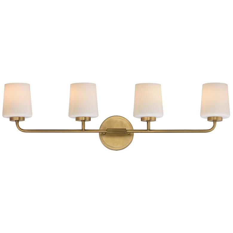Image 1 Maxim Durham 32 1/2" Wide Natural Aged Brass 4-Light Bath Vanity