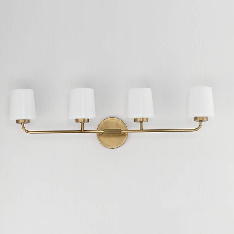 Image 2 Maxim Durham 32 1/2" Wide Natural Aged Brass 4-Light Bath Vanity more views