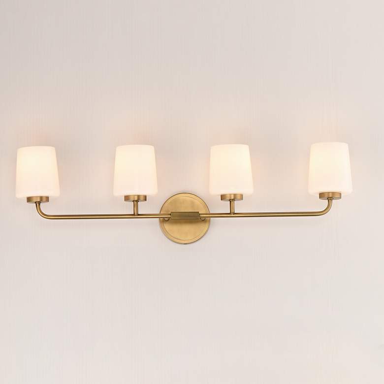 Image 3 Maxim Durham 32 1/2" Wide Natural Aged Brass 4-Light Bath Vanity more views