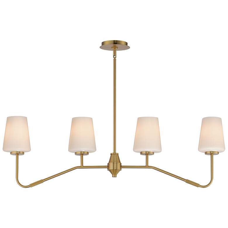 Image 1 Maxim Durham 38 1/2" Natural Aged Brass 4-Light Linear Chandelier