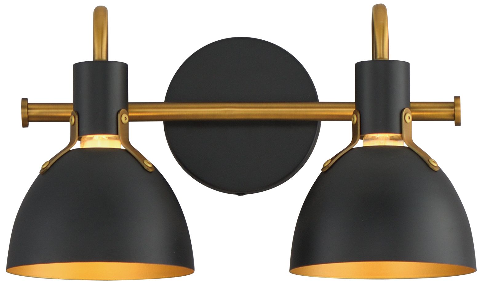 Image 2 Maxim Dusk 15" Wide Black/Antique Brass 2-Light Wall Sconce