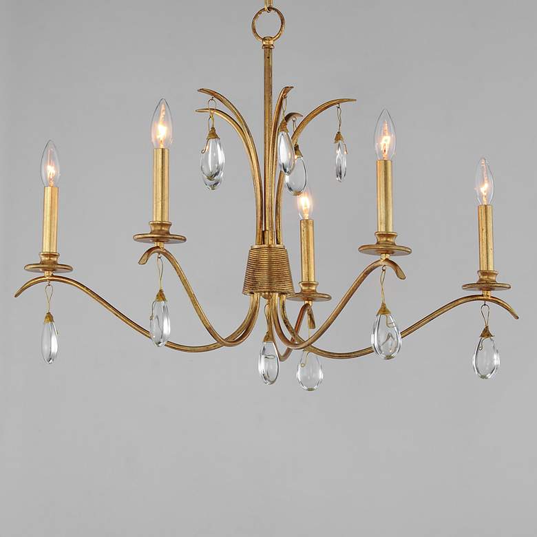 Image 1 Maxim Eden 32" Wide Charcoal Gold Leaf 5-Light Chandelier