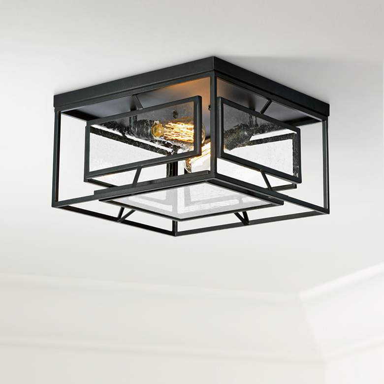 Image 1 Maxim Era 15 3/4 inch Wide Black 2-Light Ceiling Light