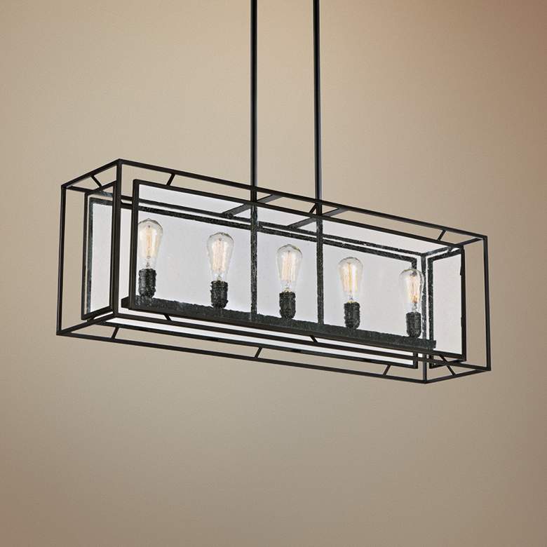 Image 1 Maxim Era 43 1/4 inch Wide Black Kitchen Island Light Pendant