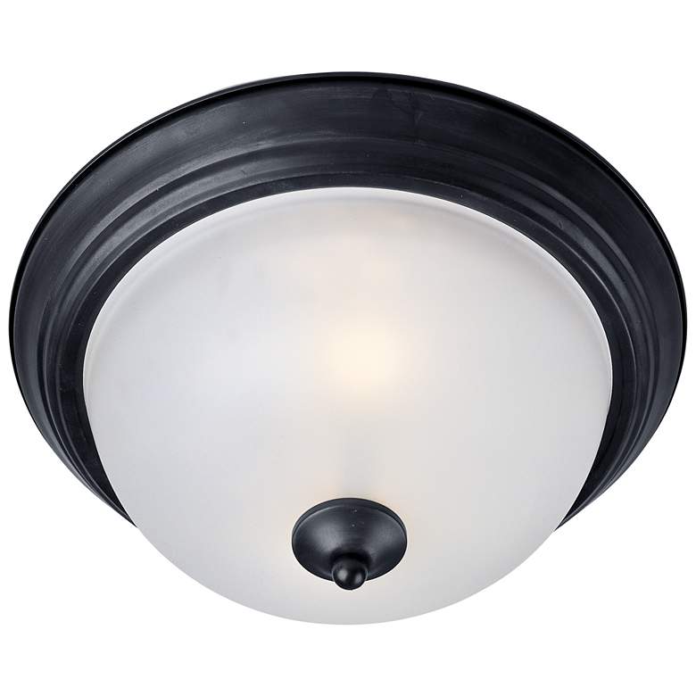 Image 1 Maxim Essentials 11 1/2" Frosted/Black 1-Light Flush Mount