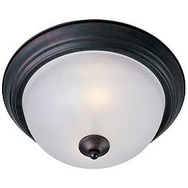 Image1 of Maxim Essentials 11 1/2" Wide Frosted/Oil Rubbed Bronze 2-Light Flush