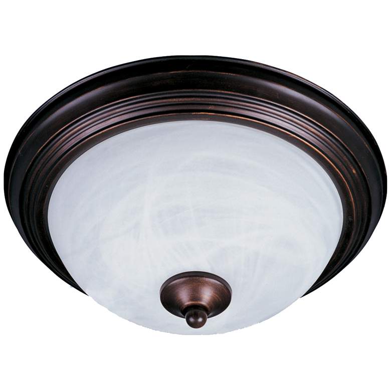 Image 1 Maxim Essentials 11 1/2" Wide Marble/Oil Rubbed Bronze 2-Light Flush M