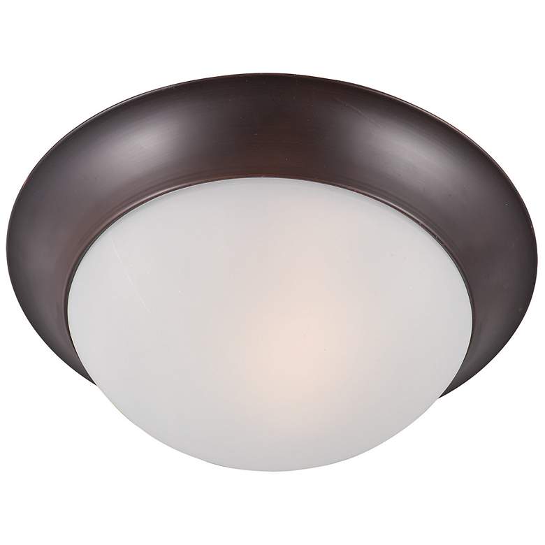 Image 1 Maxim Essentials 12" Wide Frosted/Oil Rubbed Bronze 1-Light Flush Moun