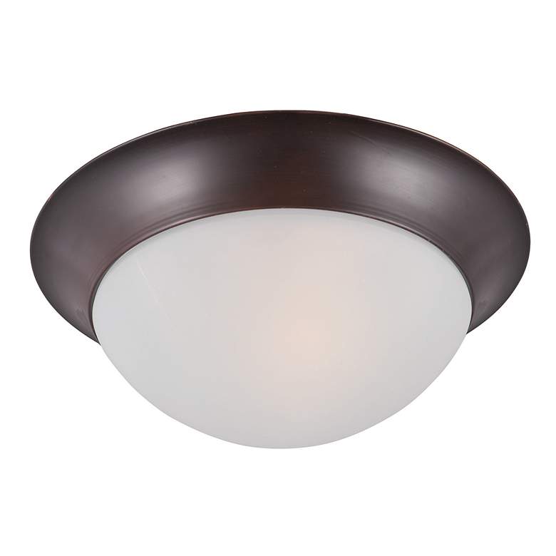 Image 2 Maxim Essentials 12" Wide Frosted/Oil Rubbed Bronze 1-Light Flush Moun more views