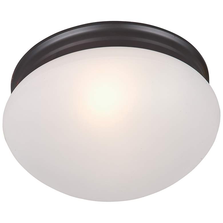 Image 1 Maxim Essentials 9" Wide Frosted/Oil Rubbed Bronze 2-Light Flush Mount