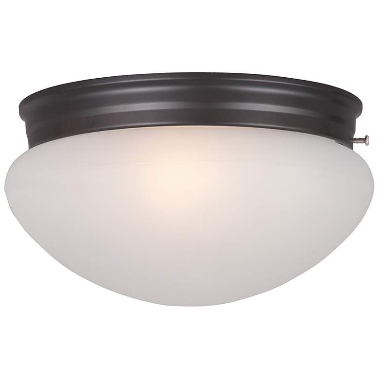Image 2 Maxim Essentials 9" Wide Frosted/Oil Rubbed Bronze 2-Light Flush Mount more views