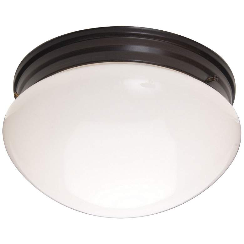 Image 1 Maxim Essentials 9" Wide White/Oil Rubbed Bronze 2-Light Flush Mount