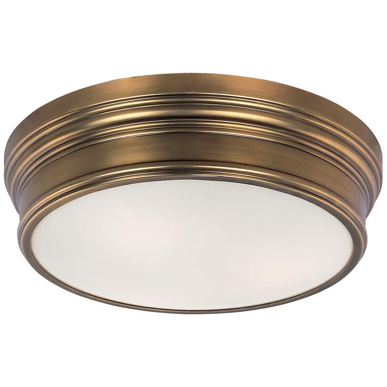 Image 2 Maxim Fairmont 16" Wide Aged Brass White Glass Drum Ceiling Light