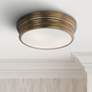 1_Maxim Fairmont 16" Wide Aged Brass White Glass Drum Ceiling Light
