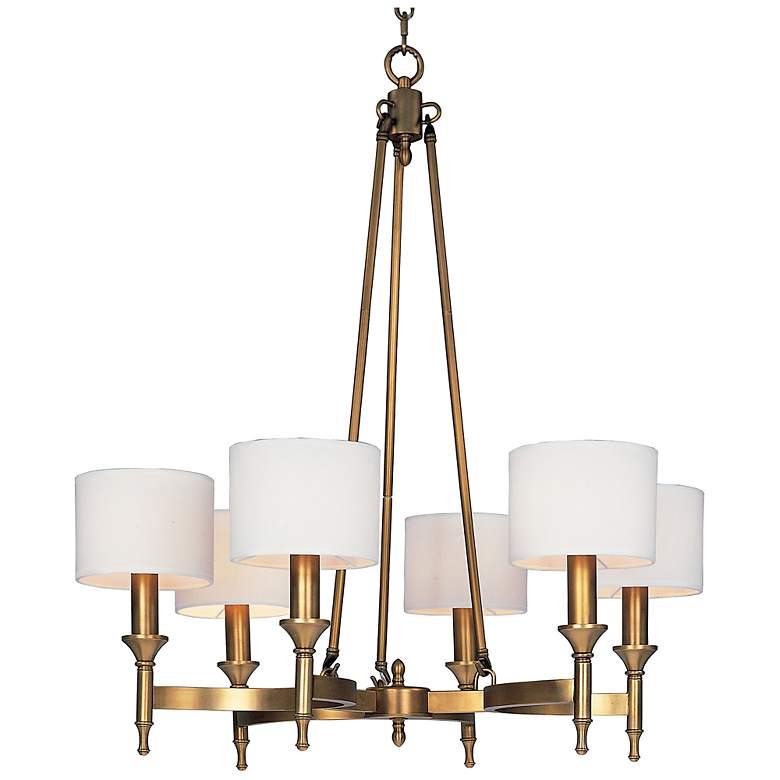 Image 2 Maxim Fairmont 30" Wide White Shade Aged Brass Chandelier