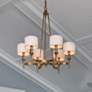 1_Maxim Fairmont 30" Wide White Shade Aged Brass Chandelier