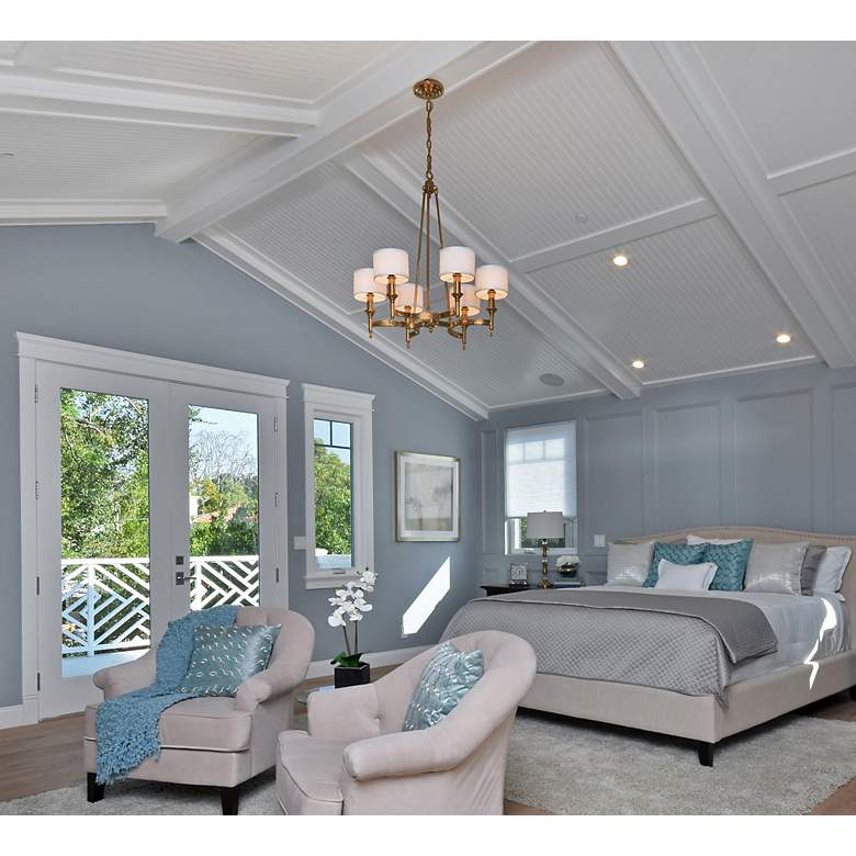 Image 3 Maxim Fairmont 30" Wide White Shade Aged Brass Chandelier more views