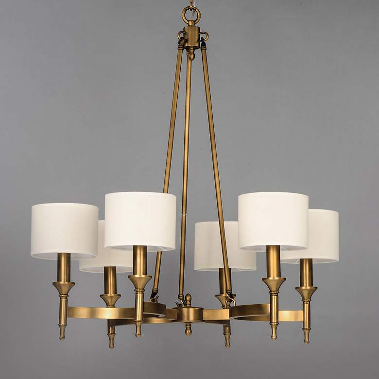 Image 5 Maxim Fairmont 30" Wide White Shade Aged Brass Chandelier more views