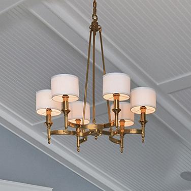 Maxim Fairmont 30" Wide White Shade Aged Brass Chandelier