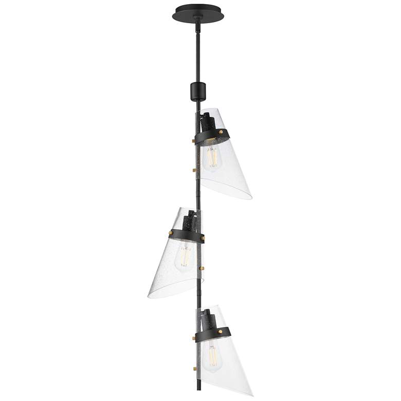 Image 1 Maxim Finch 12" Wide Dark Bronze/Antique Brass 3-Light Vertical Pendant