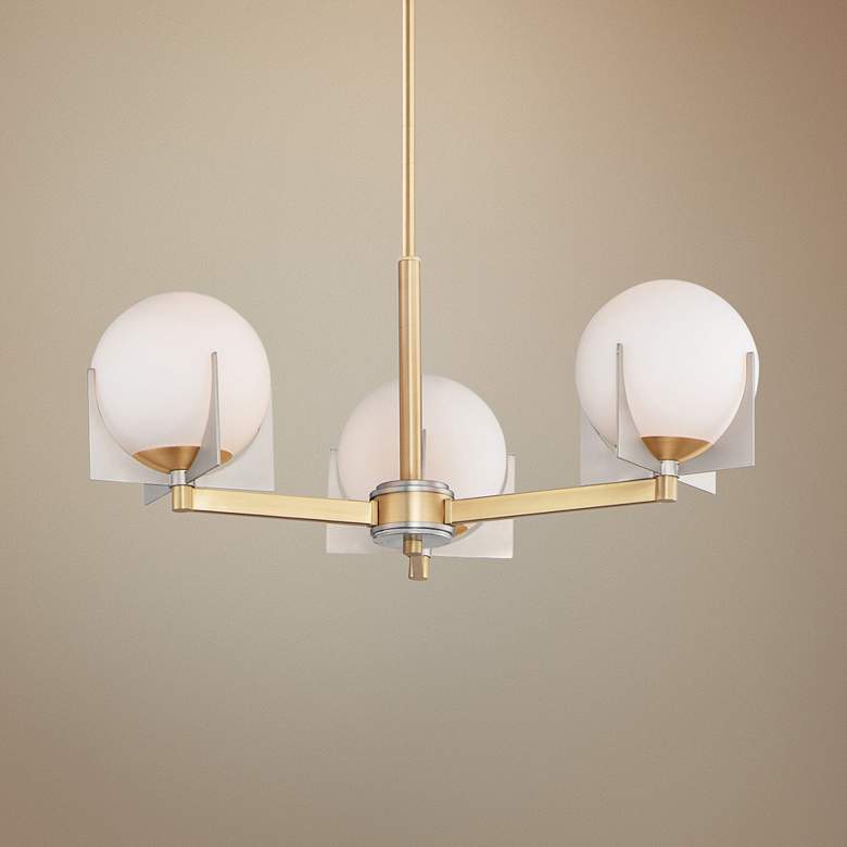 Image 1 Maxim Finn 22" Wide Satin Brass Platinum 3-Light Chandelier