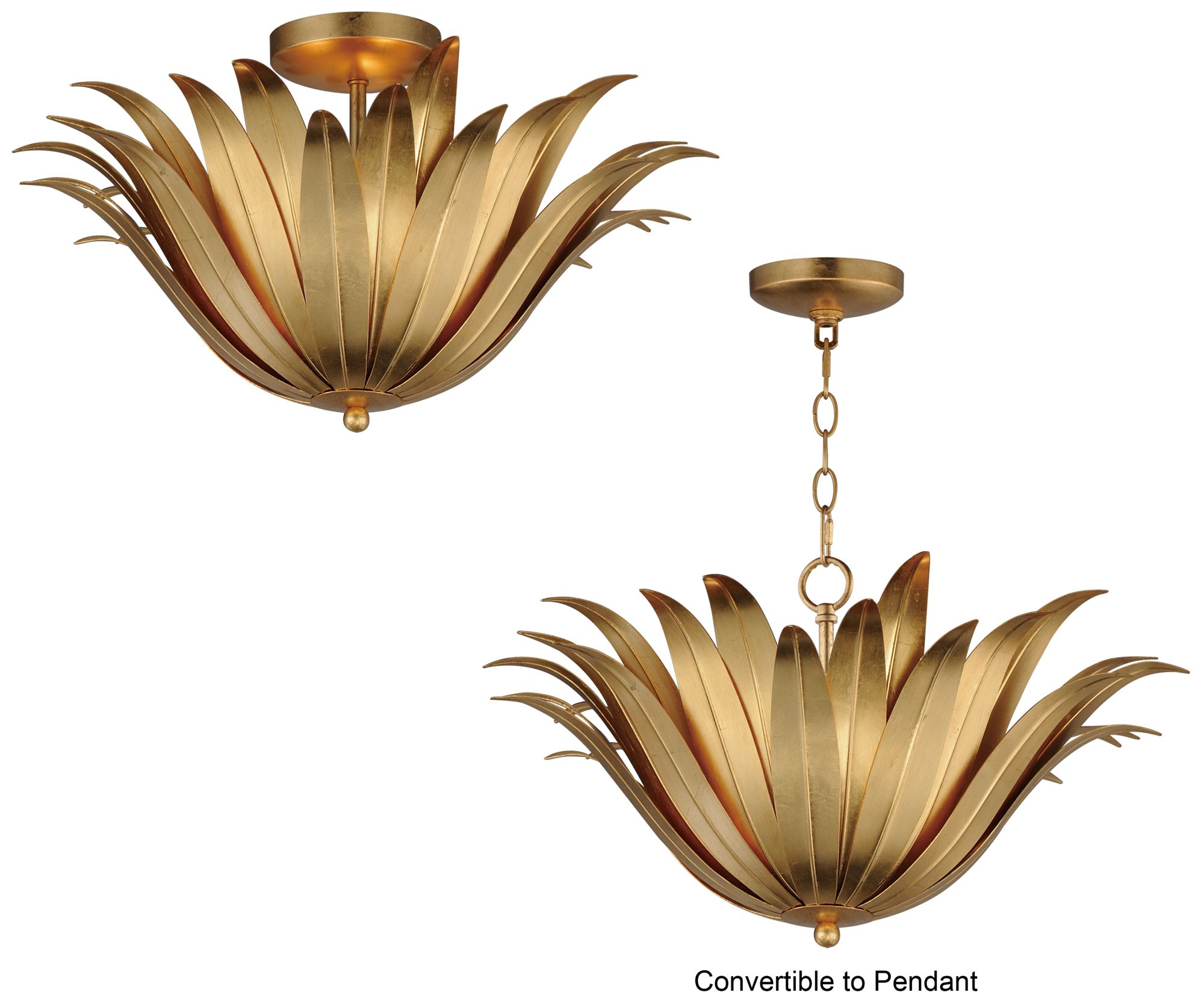 Image 3 Maxim Firenze 21 1/2" Wide Gold Leaf 3-Light Semi-Flush/Pendant Convertible more views