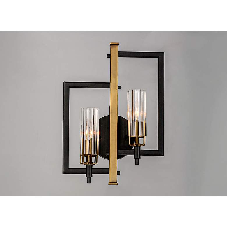 Image 4 Maxim Flambeau 18" High Black and Antique Brass 2-Light Bath Sconce more views