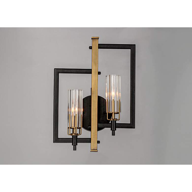 Image 4 Maxim Flambeau 18" High Black and Antique Brass 2-Light Wall Sconce more views