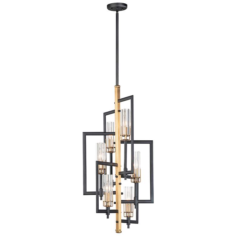 Image 2 Maxim Flambeau 19 1/4" Rectangular Black Antique Brass 6-Light Pendant