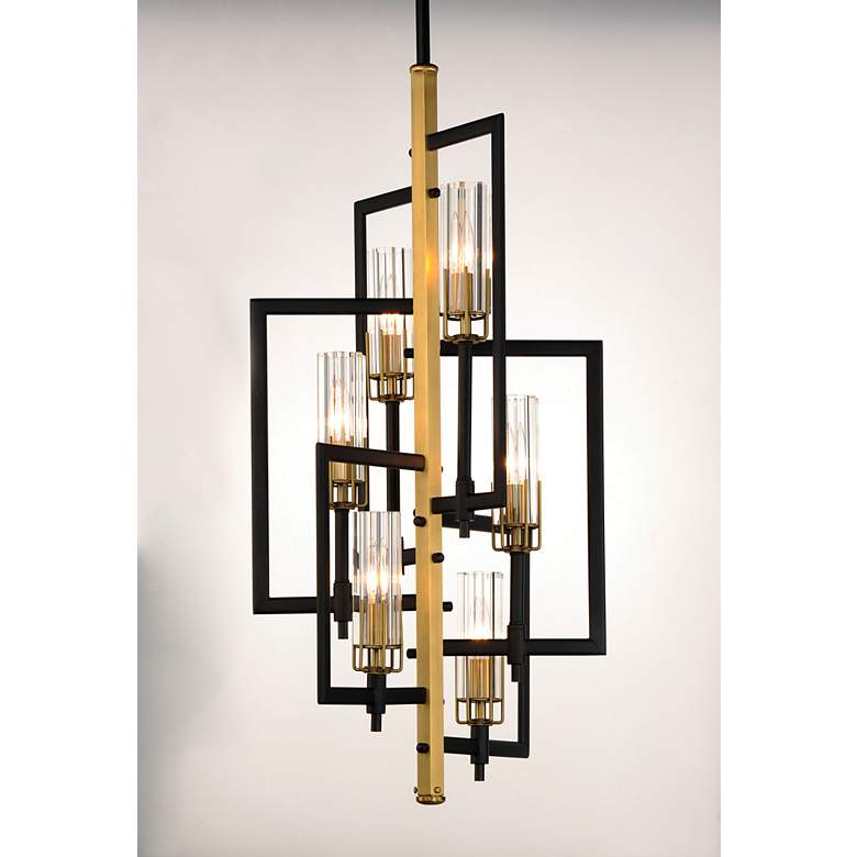 Image 5 Maxim Flambeau 19 1/4" Rectangular Black Antique Brass 6-Light Pendant more views