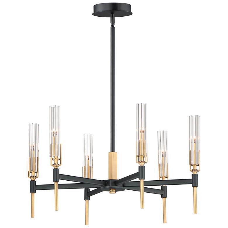 Image 2 Maxim Flambeau 24 3/4 inch Wide Black Brass 6-Light LED Chandelier