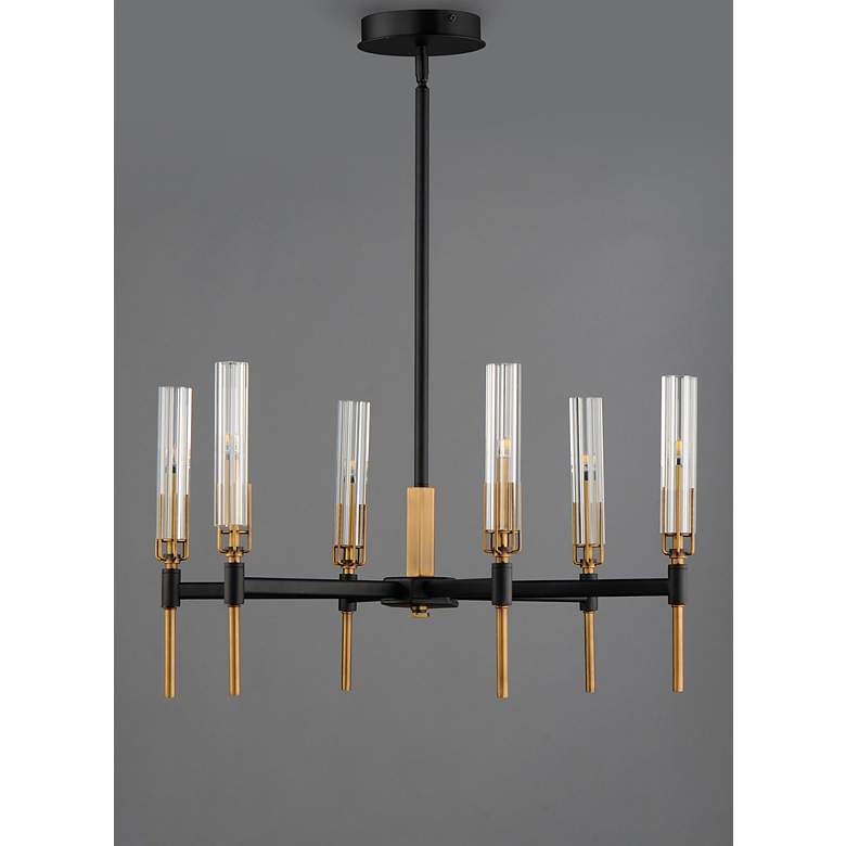 Image 3 Maxim Flambeau 24 3/4 inch Wide Black Brass 6-Light LED Chandelier more views